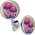 BodyCandy Artist Drawn Pink Mushrooms Stud Earrings by Onyx O — main product shot