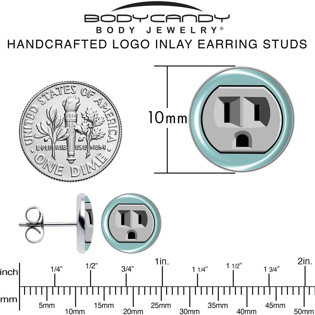 BodyCandy Frowning Plug Outlet Stud Earrings by Onyx O — alternative angle