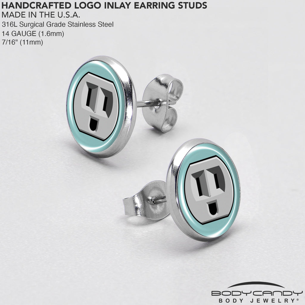 BodyCandy Smiling Plug Outlet Stud Earrings by Onyx O — in-use photo