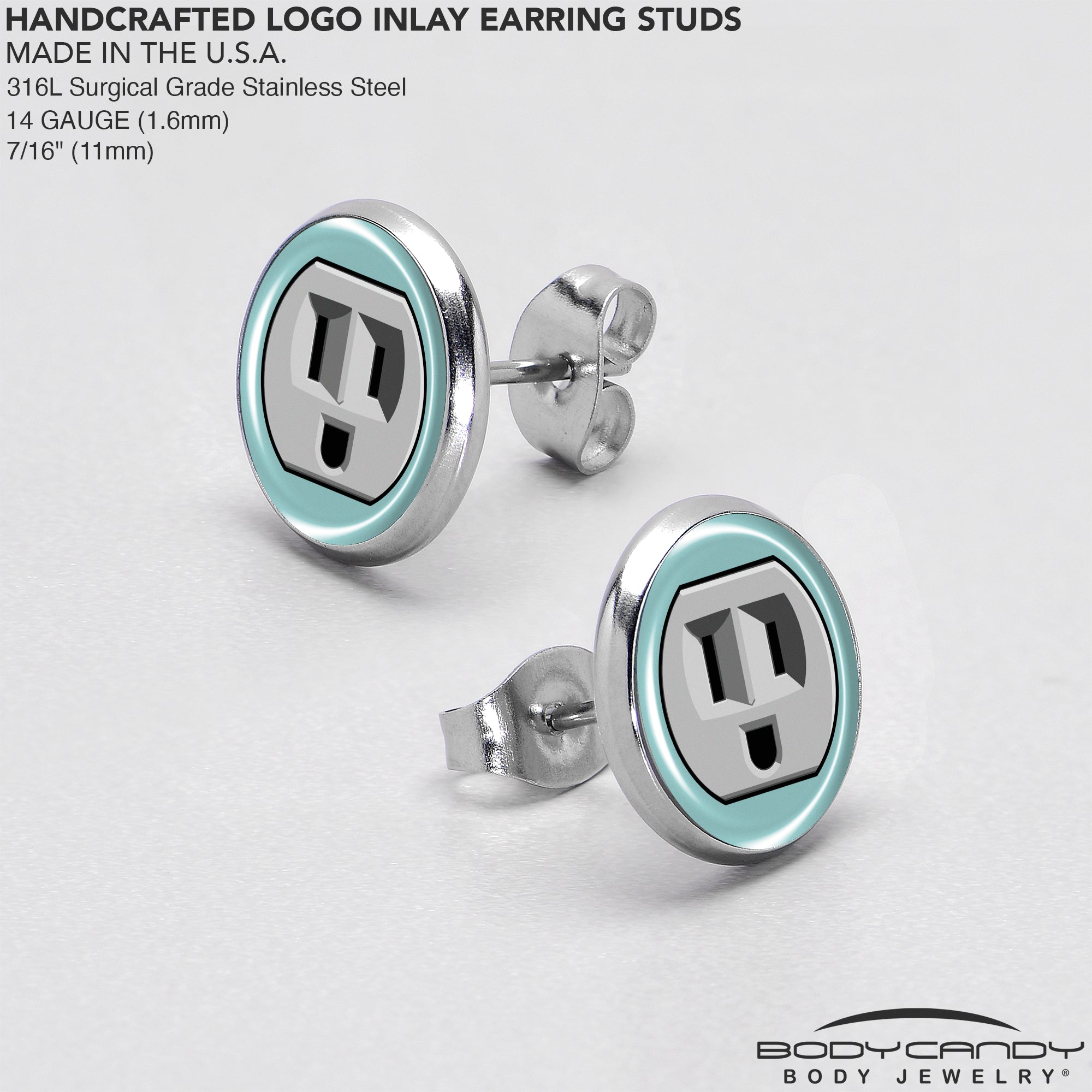 BodyCandy Smiling Plug Outlet Stud Earrings by Onyx O — in-use photo