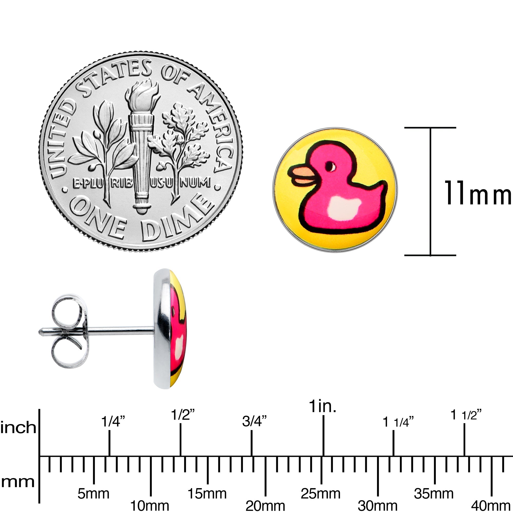 BodyCandy Pink Ducky Stud Earrings by Onyx O — alternative angle