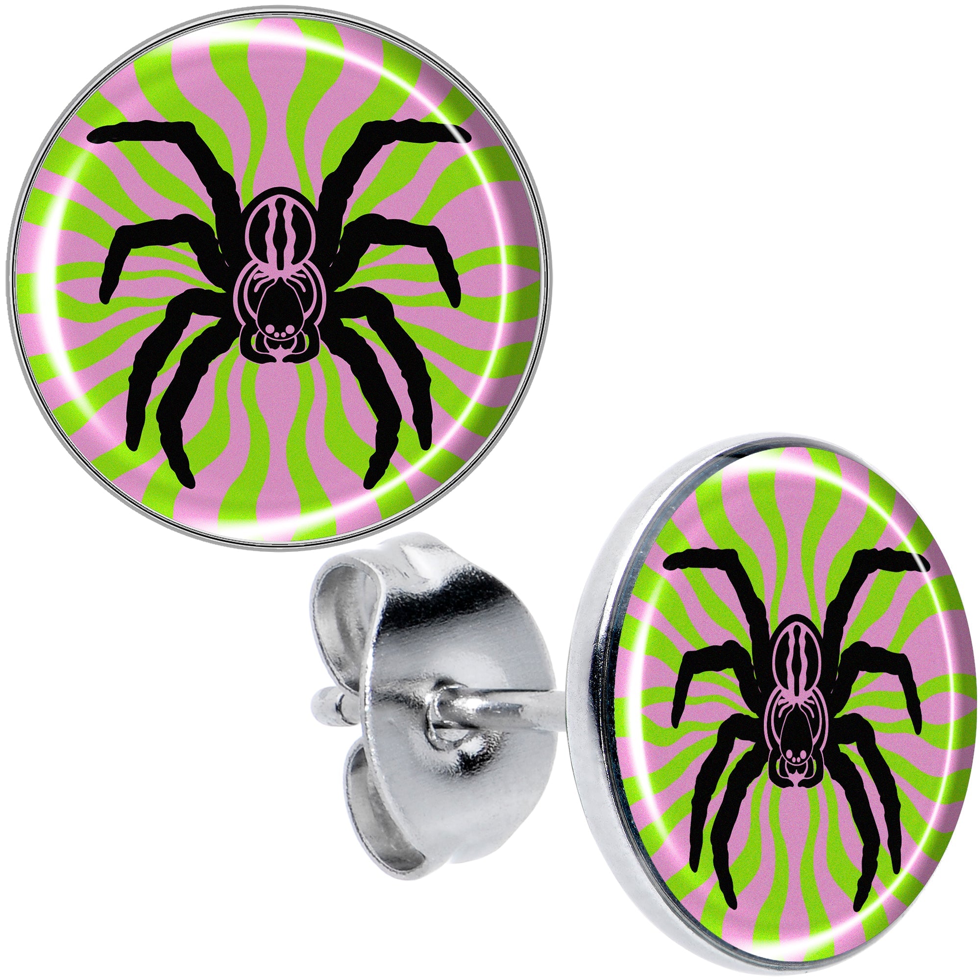 BodyCandy Psychedelic Spider Stud Earrings by Onyx O — main product shot