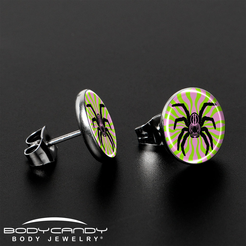 BodyCandy Psychedelic Spider Stud Earrings by Onyx O — lifestyle context