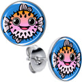 BodyCandy Swimming Pink Pufferfish Stud Earrings by Onyx O — main product shot
