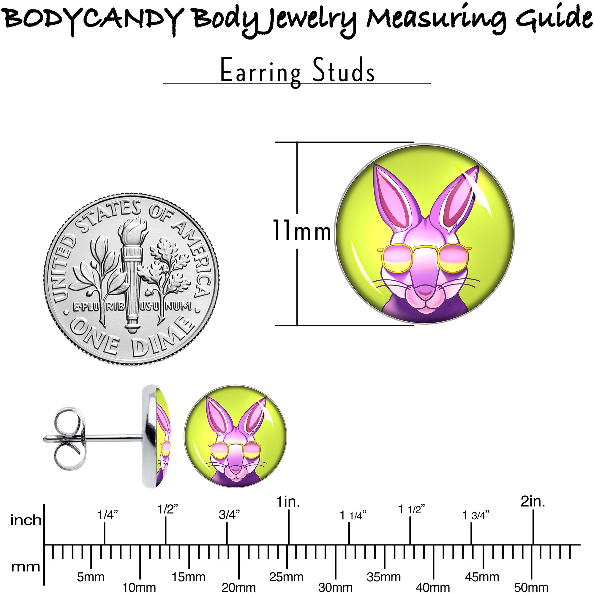 BodyCandy Cool Shades Bunny Stud Earrings by Onyx O — alternative angle