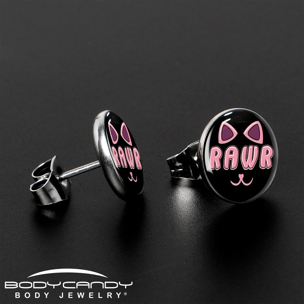 BodyCandy RAWR Kitty Cat Stud Earrings by Onyx O — lifestyle context
