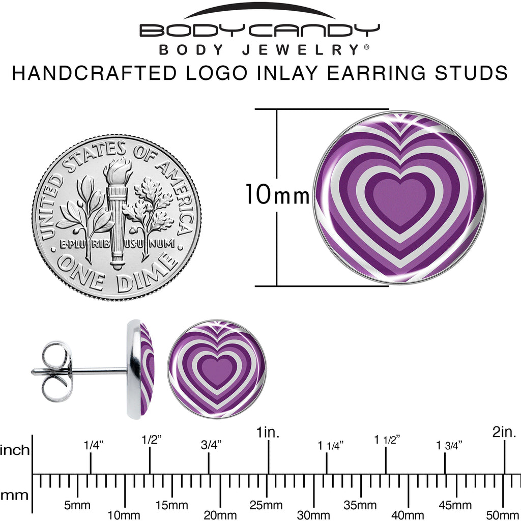 BodyCandy Purple Retro Heart Stud Earrings by Onyx O — alternative angle