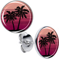BodyCandy Palm Tree Retro Sunset Stud Earrings by Onyx O — main product shot