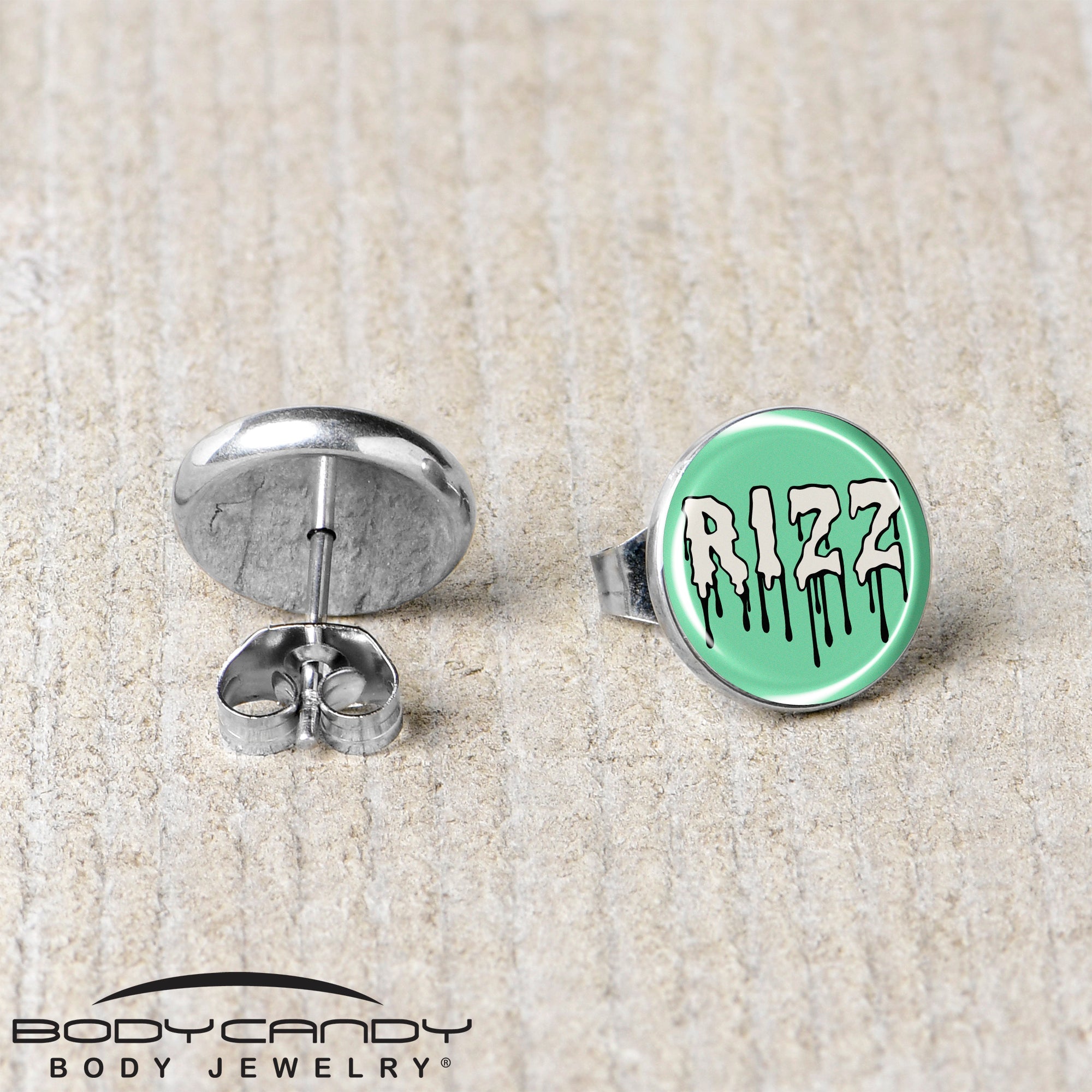 BodyCandy RIZZ Stud Earrings by Onyx O — back view