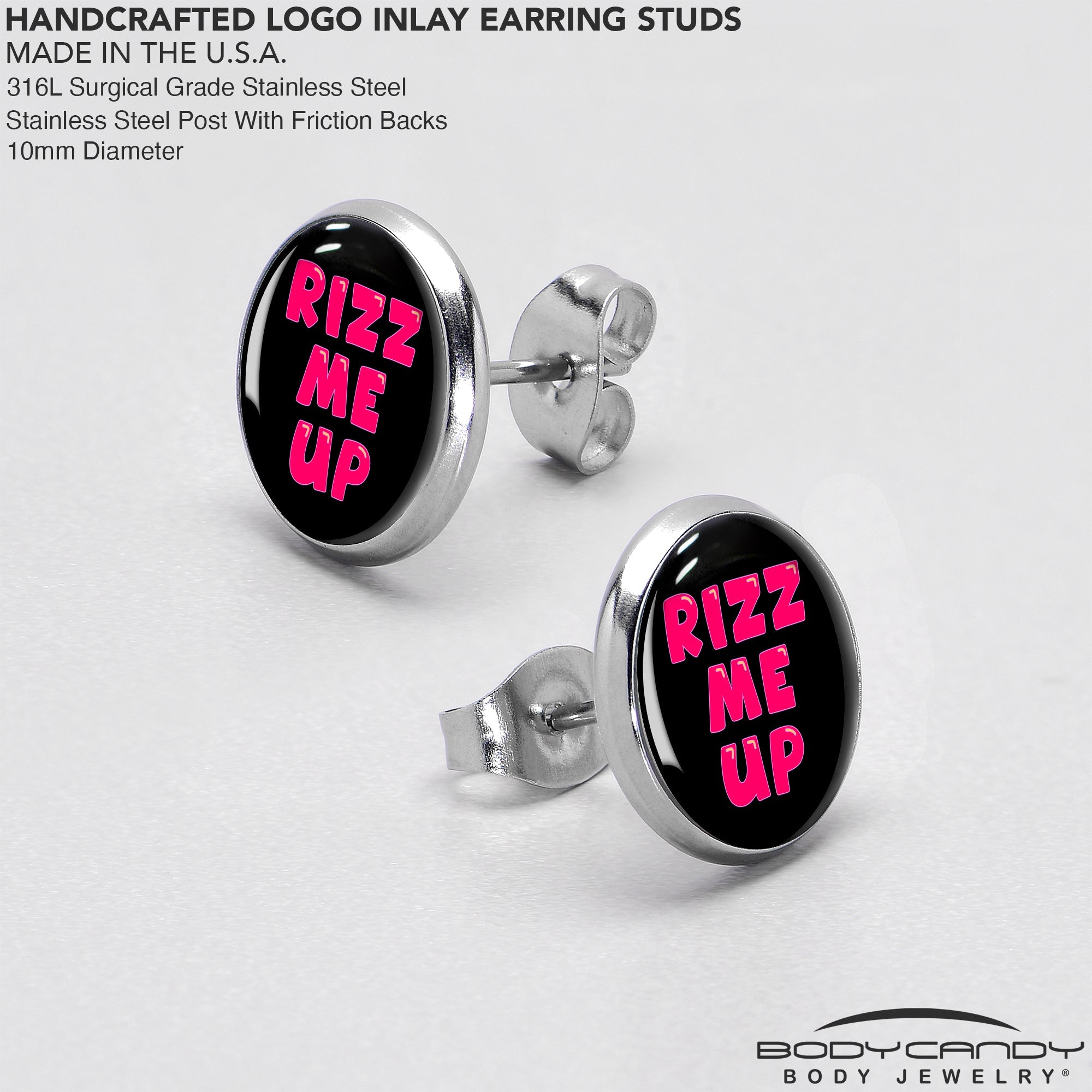 BodyCandy RIZZ ME UP Stud Earrings by Onyx O — in-use photo