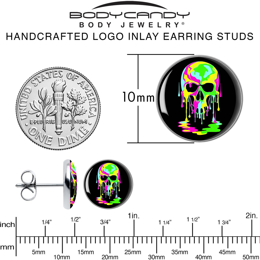 BodyCandy Ultra Bright Melting Skull Stud Earrings by Onyx O — alternative angle