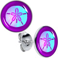 BodyCandy Purple Nautical Sand Dollar Stud Earrings by Onyx O — main product shot