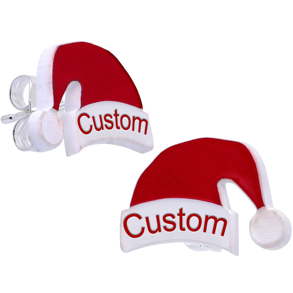 BodyCandy Custom Santa Hat Personalized Stud Earrings — main product shot