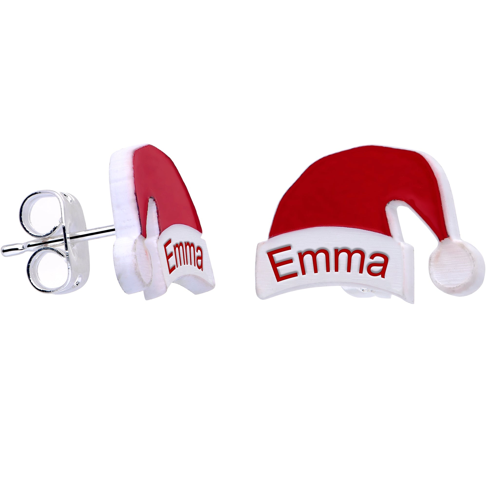 BodyCandy Custom Santa Hat Personalized Stud Earrings — detail close-up