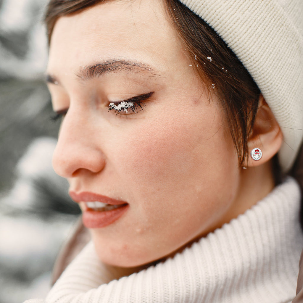 BodyCandy Christmas Peace Love Santa Stud Earrings by Onyx O — size reference