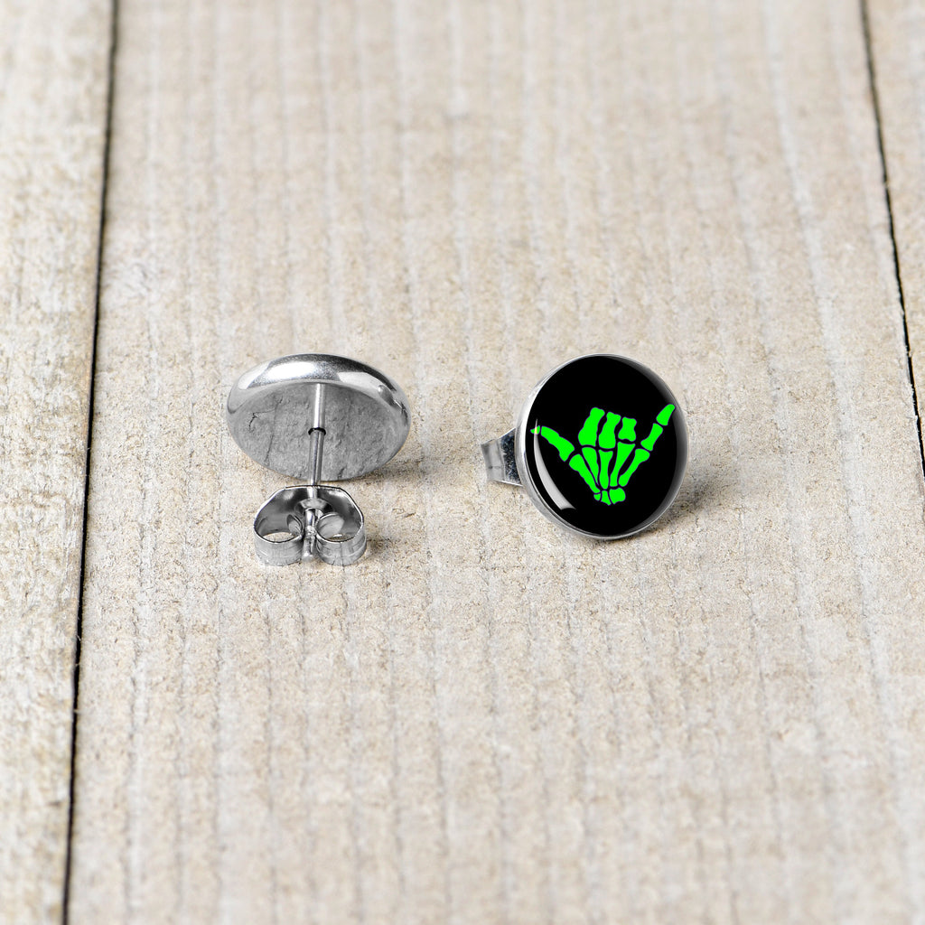 BodyCandy Shaka Hand Stud Earrings by Onyx O — back view