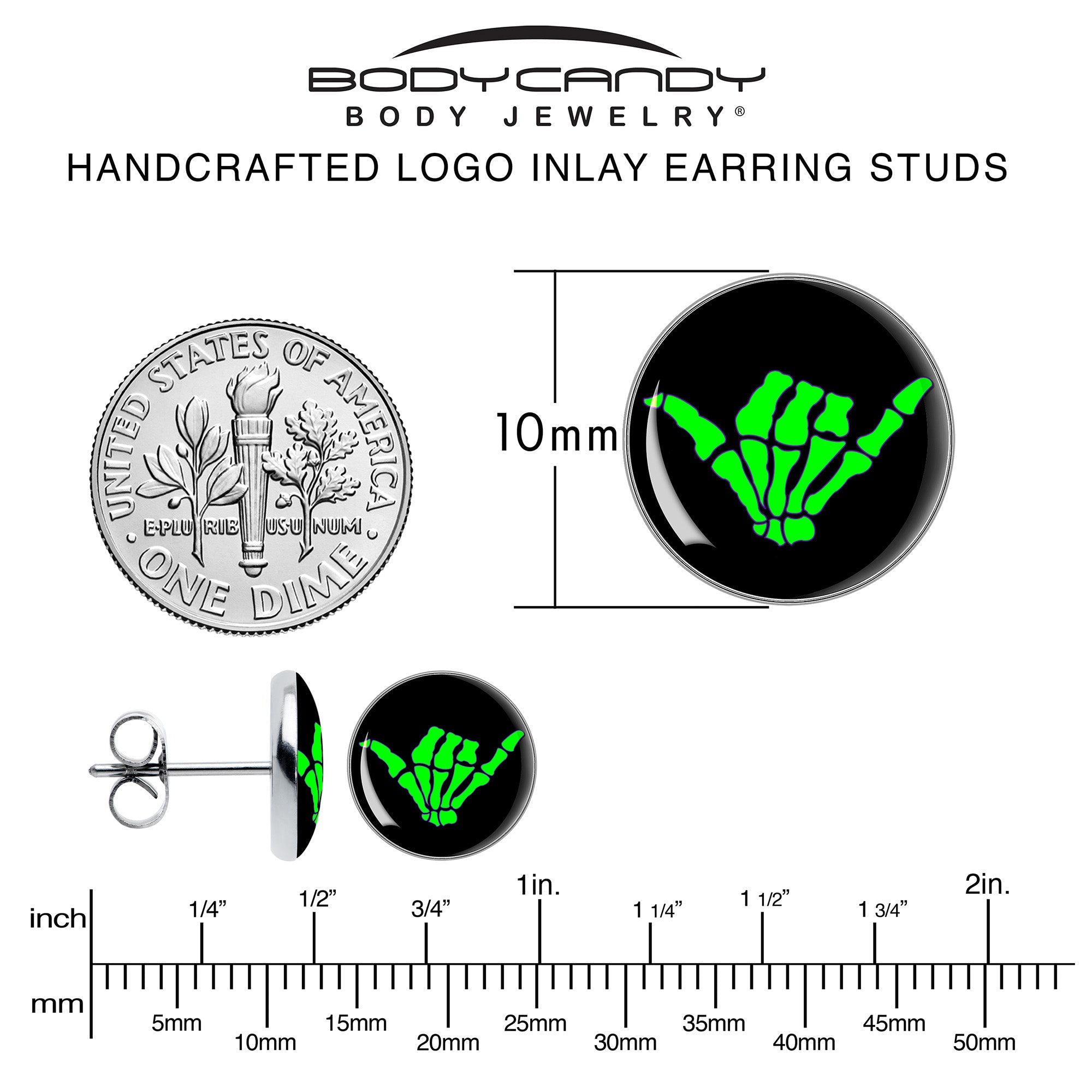 BodyCandy Shaka Hand Stud Earrings by Onyx O — alternative angle