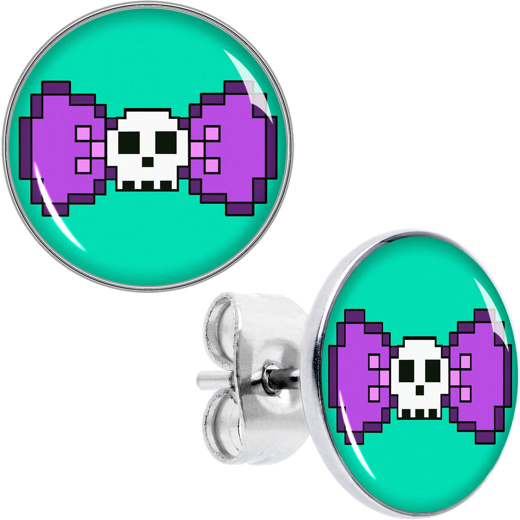 BodyCandy Retro Pixel Skull Stud Earrings by Onyx O — main product shot