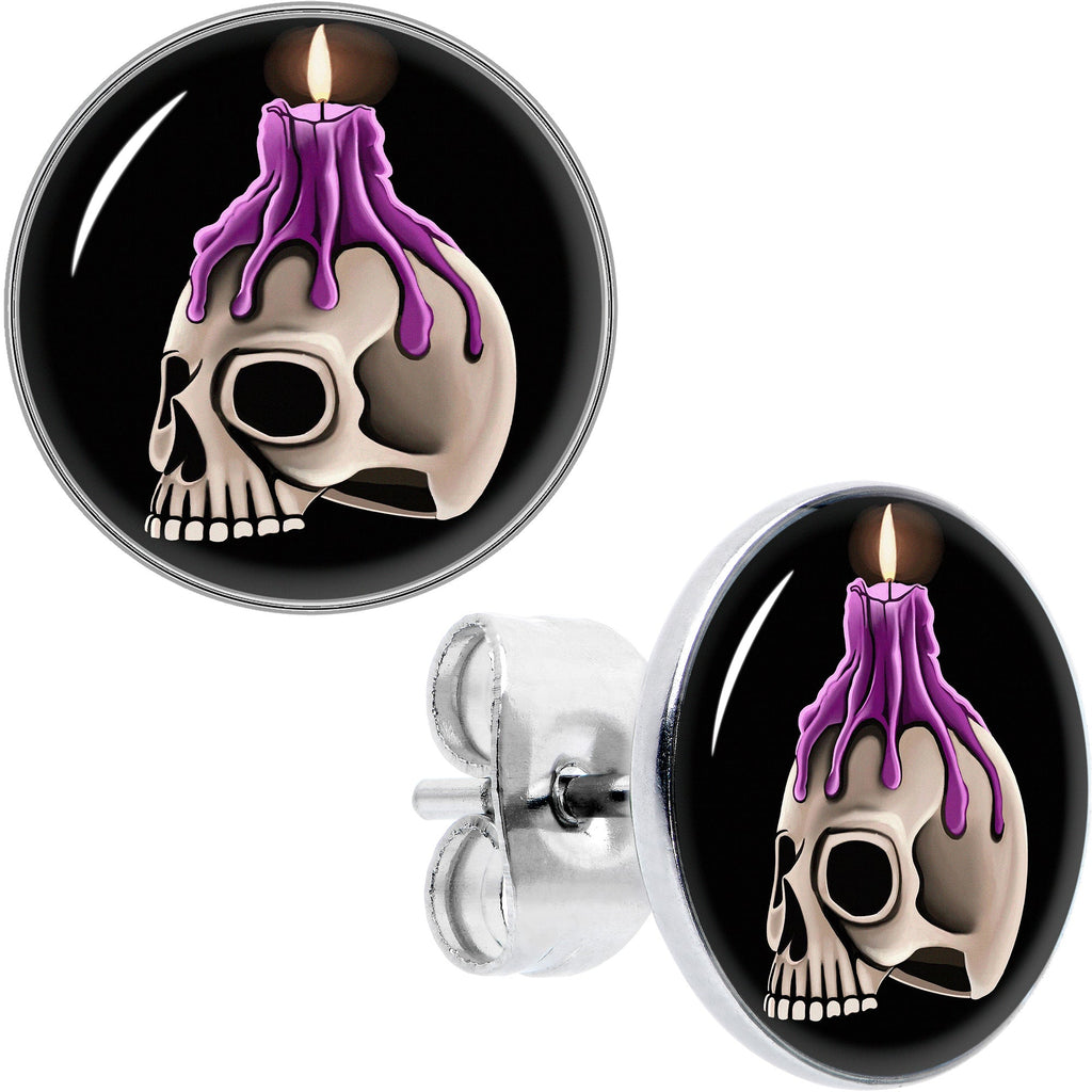 BodyCandy Burning Skull Candle Stud Earrings by Onyx O — main product shot