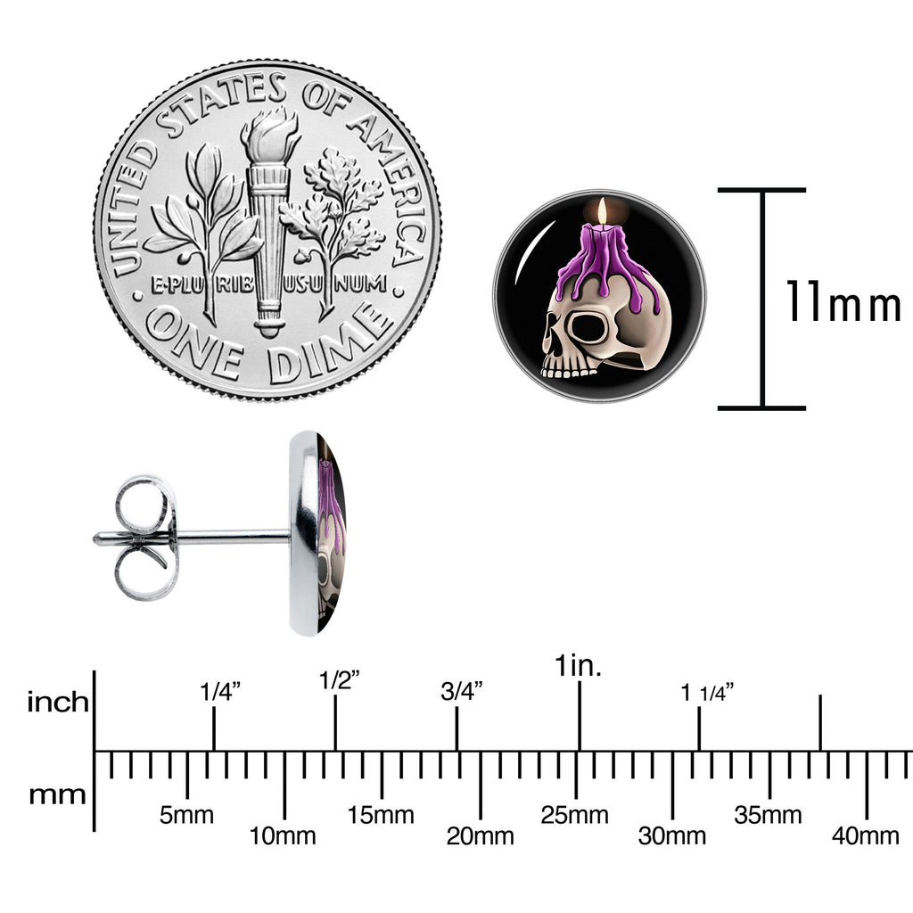 BodyCandy Burning Skull Candle Stud Earrings by Onyx O — alternative angle