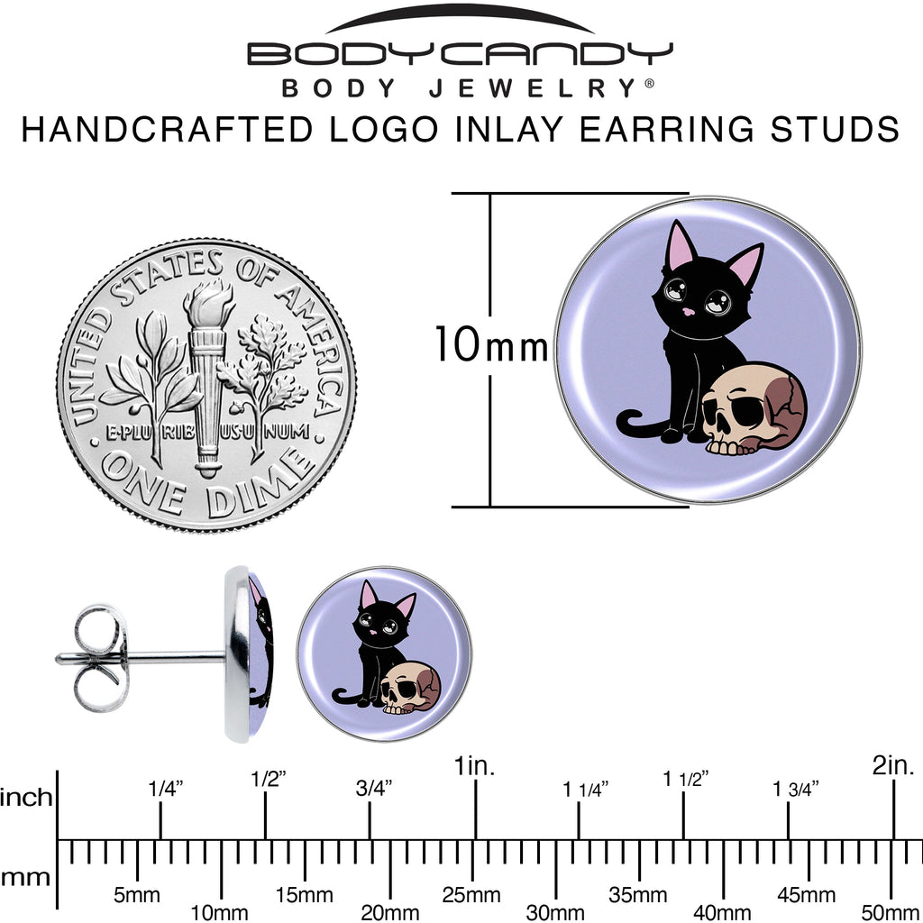 BodyCandy Skull Cat Stud Earrings by Onyx O — alternative angle