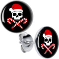 BodyCandy Santa Pirate Candy Cane Skull Stud Earrings by Onyx O — main product shot
