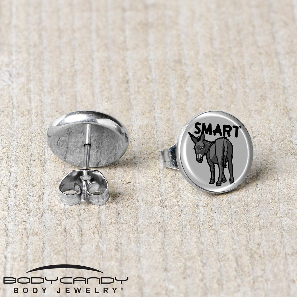 BodyCandy Donkey Smart Ass Stud Earrings by Onyx O — back view