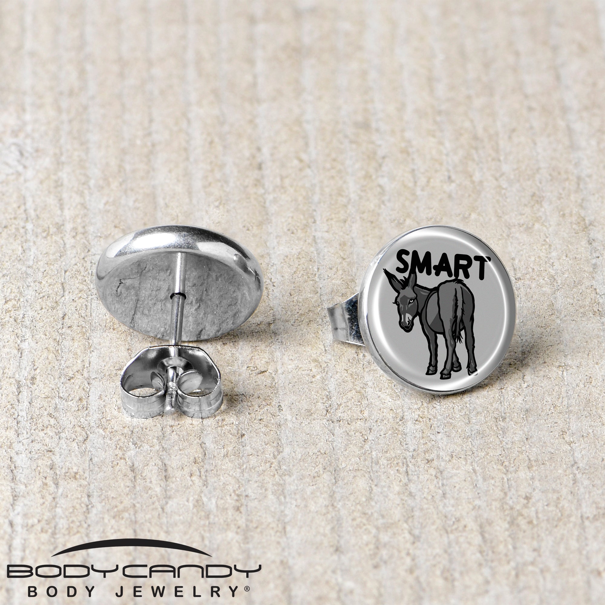 BodyCandy Donkey Smart Ass Stud Earrings by Onyx O — back view