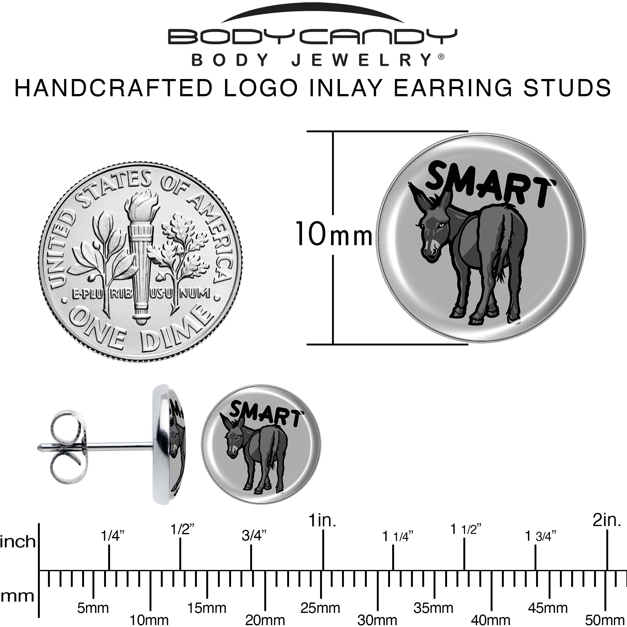BodyCandy Donkey Smart Ass Stud Earrings by Onyx O — alternative angle