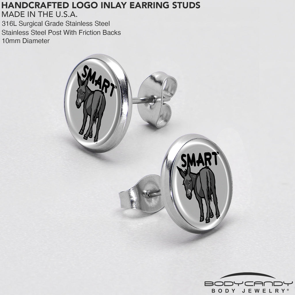 BodyCandy Donkey Smart Ass Stud Earrings by Onyx O — in-use photo