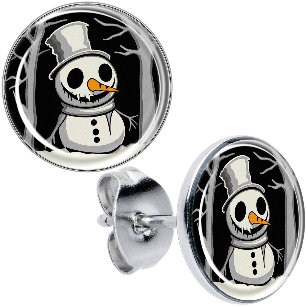 BodyCandy Christmas Holiday Spooky Snowman Stud Earrings by Onyx O — main product shot