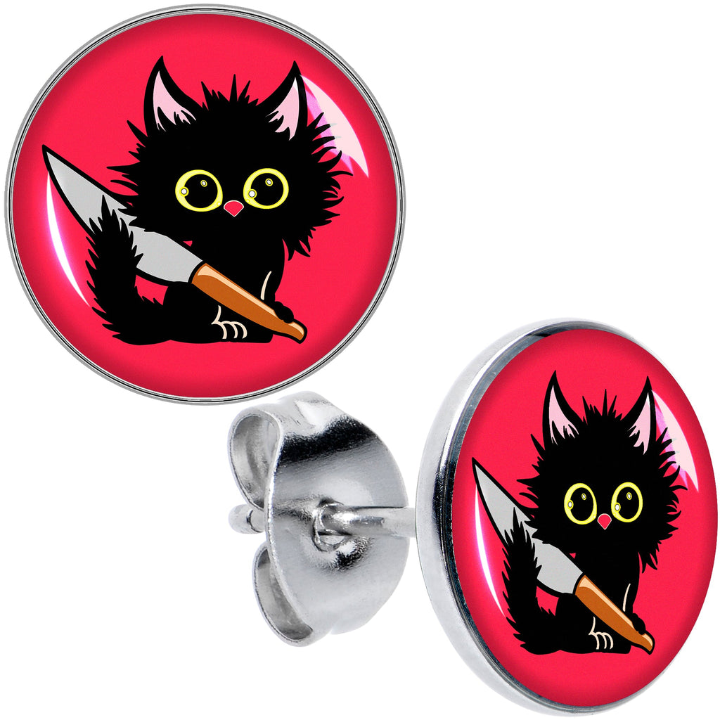 BodyCandy Stabby Cat Stud Earrings by Onyx O — main product shot