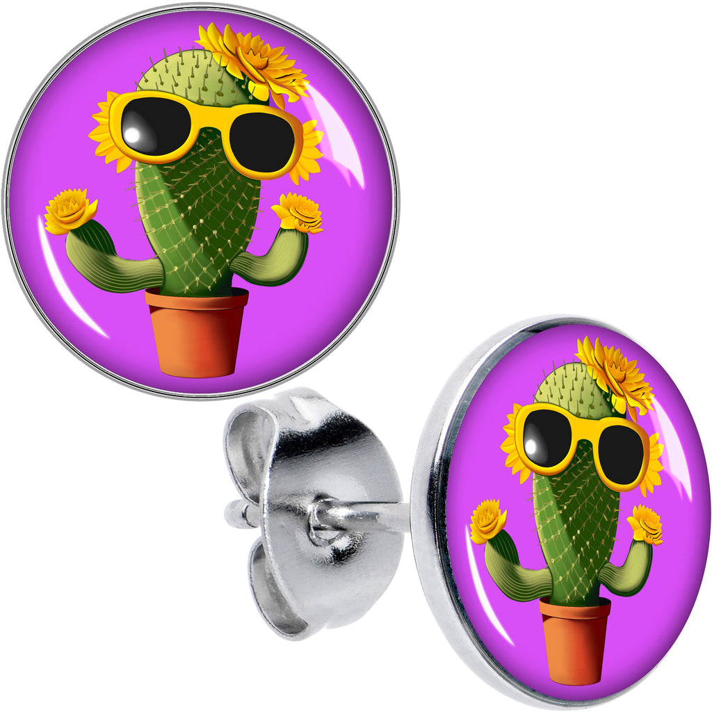 BodyCandy Sunflower Cactus Stud Earrings by Onyx O — main product shot