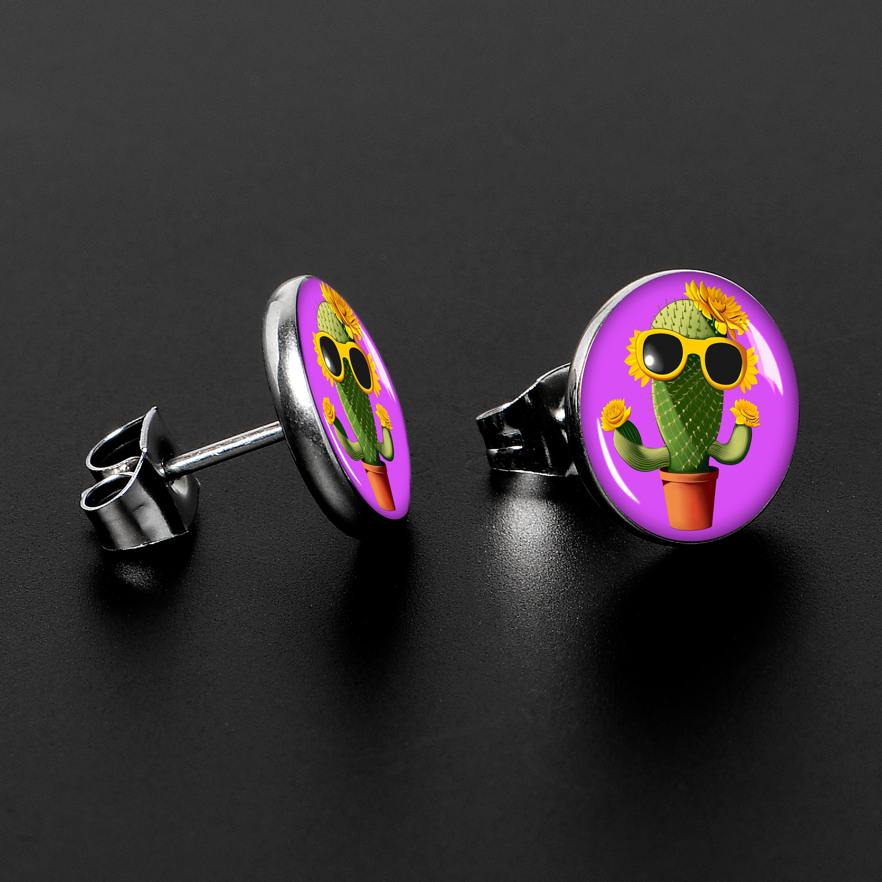 BodyCandy Sunflower Cactus Stud Earrings by Onyx O — lifestyle context