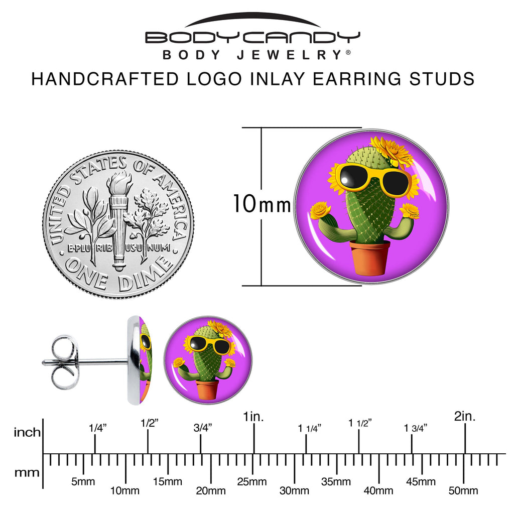 BodyCandy Sunflower Cactus Stud Earrings by Onyx O — alternative angle