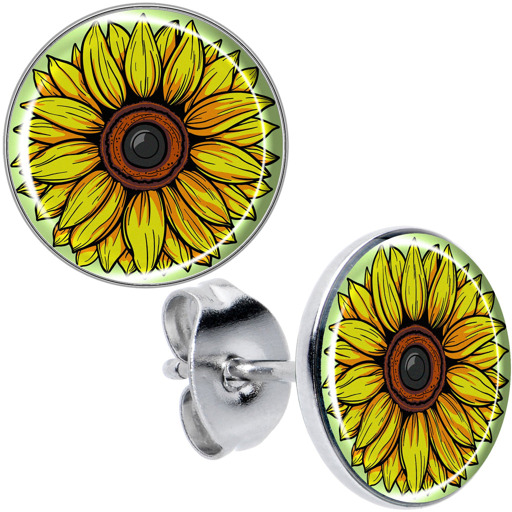 BodyCandy Blossom Creation Yellow Sunflower Stud Earrings by Onyx O — main product shot