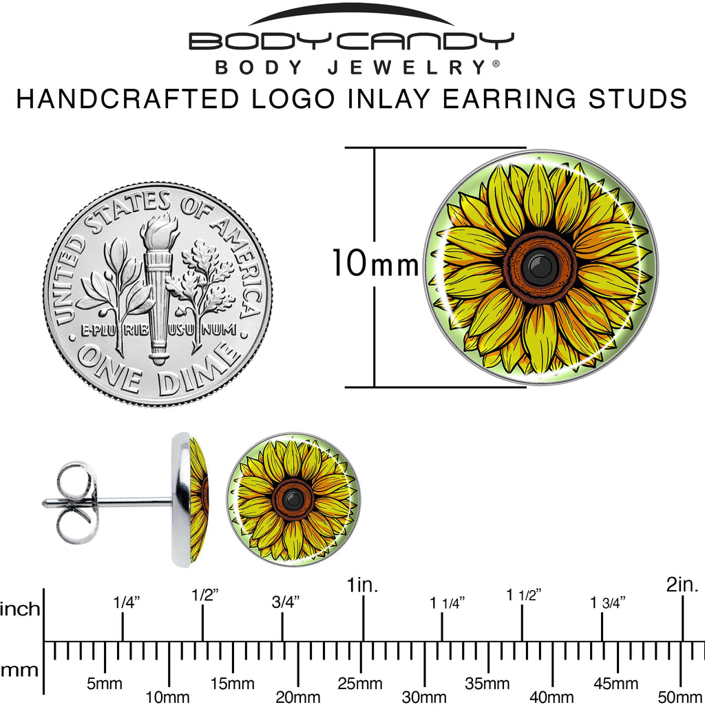 BodyCandy Blossom Creation Yellow Sunflower Stud Earrings by Onyx O — alternative angle
