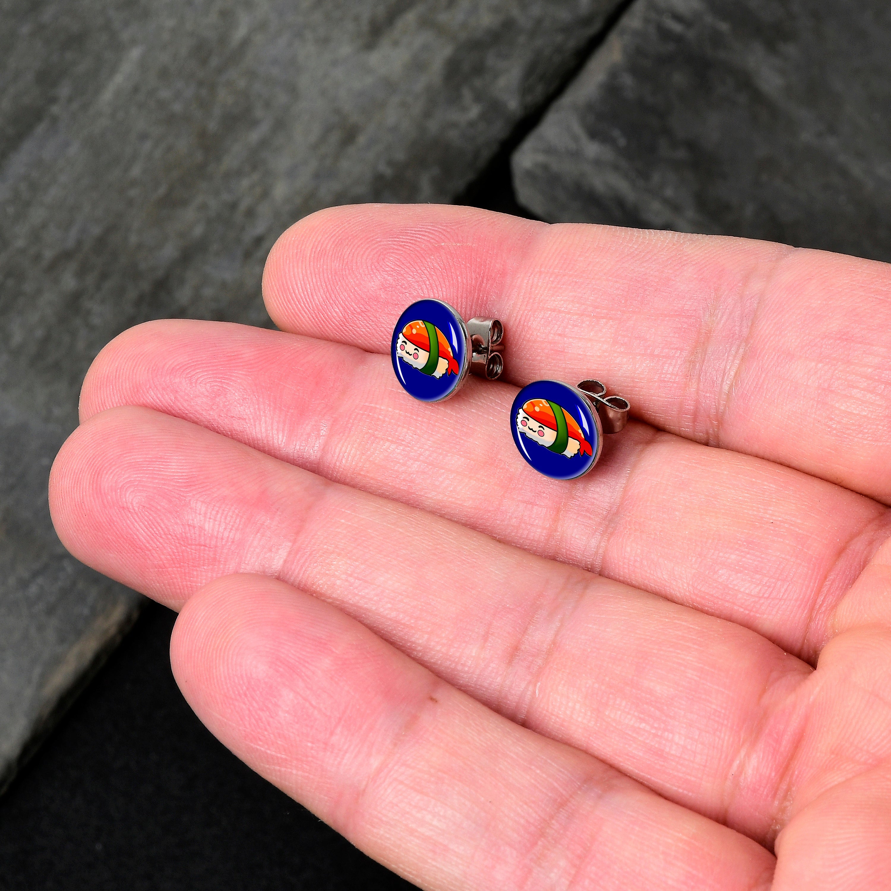 BodyCandy Sushi Stud Earrings by Onyx O — detail close-up