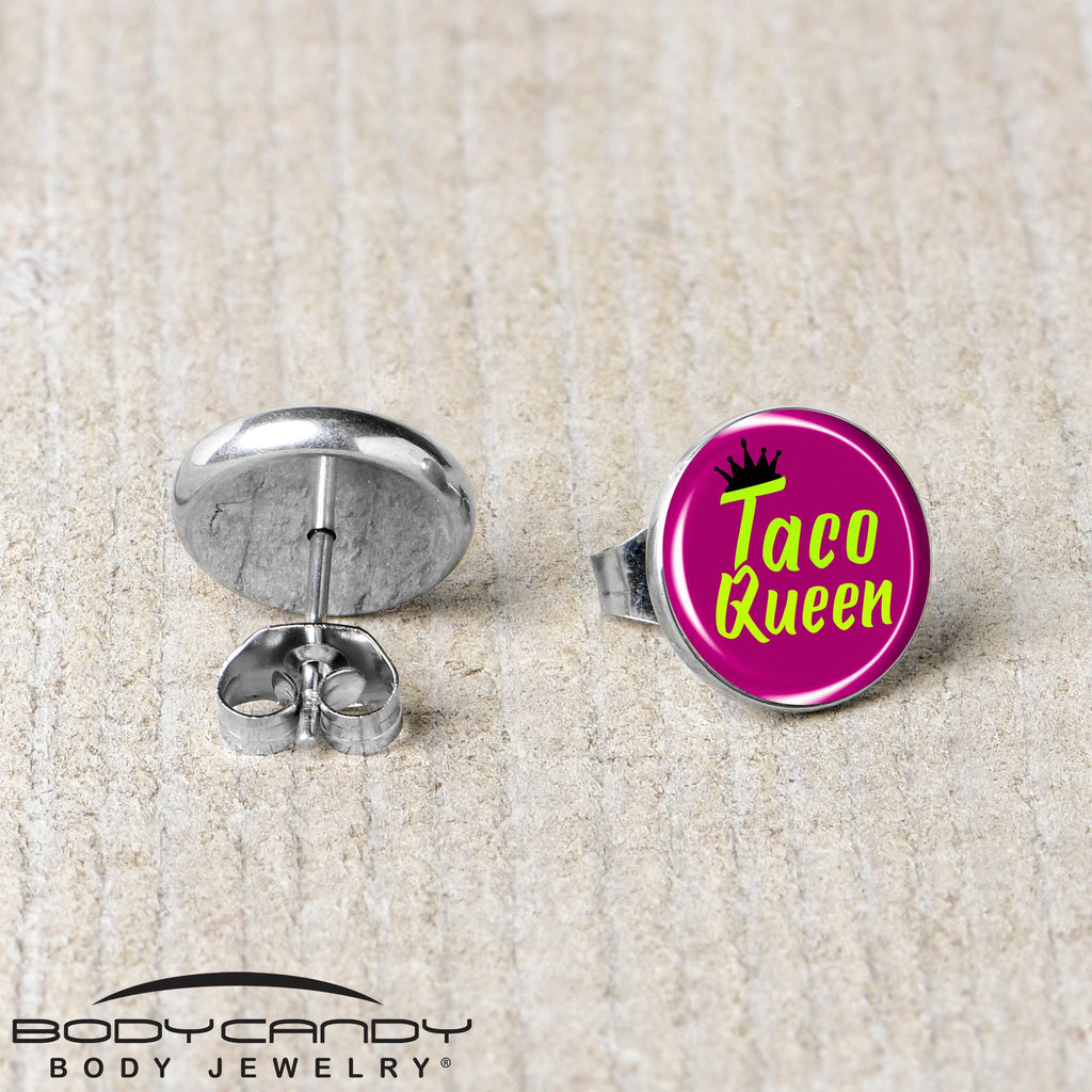 BodyCandy Taco Queen Stud Earrings by Onyx O — back view