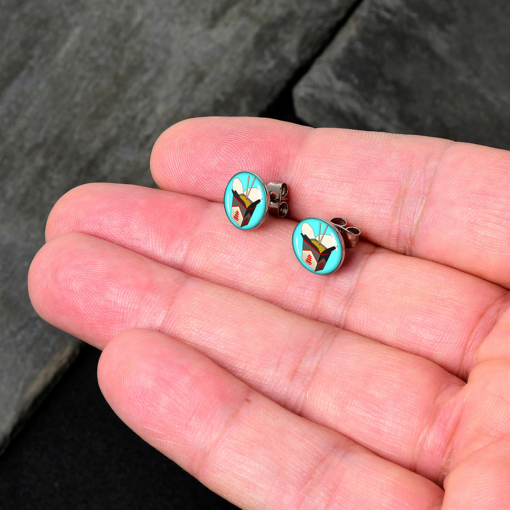 BodyCandy Chinese Take Out Stud Earrings by Onyx O — detail close-up
