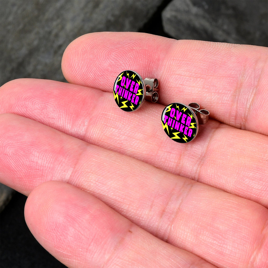 BodyCandy Over Thinker Impact Stud Earrings by Onyx O — detail close-up