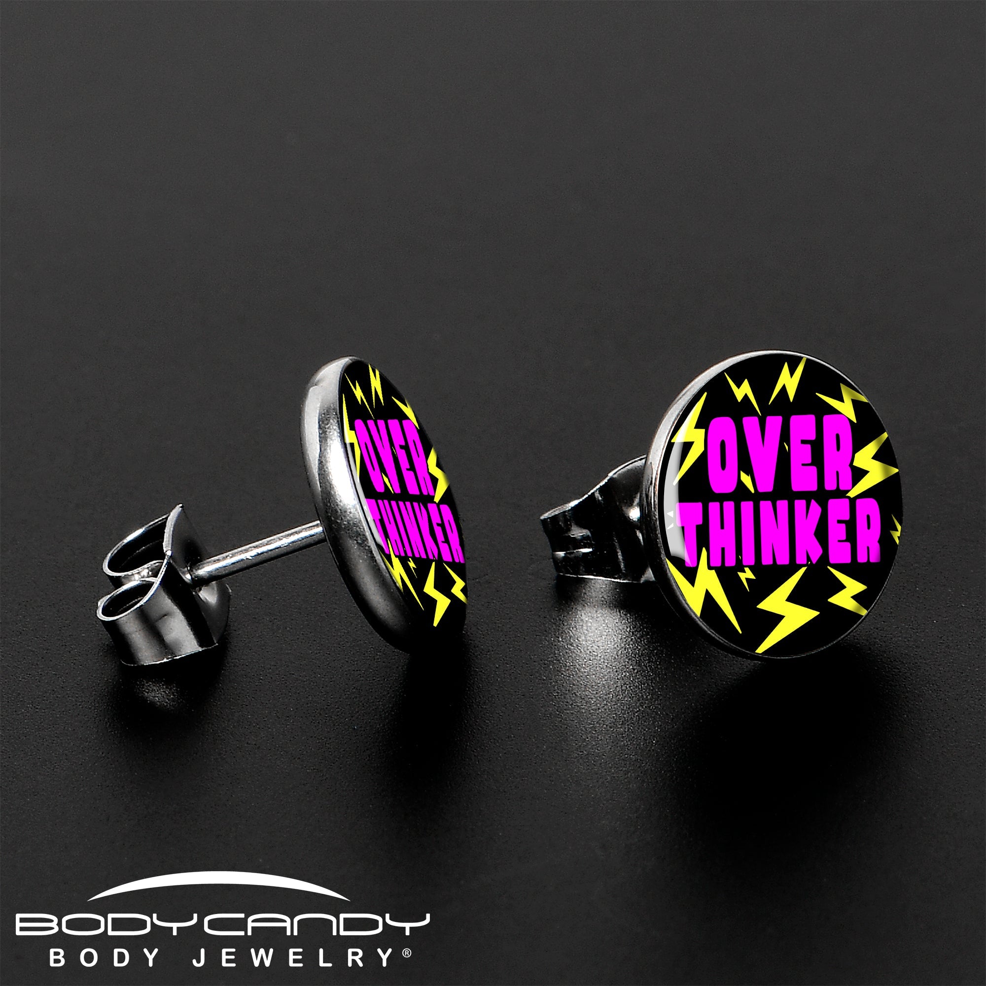 BodyCandy Over Thinker Impact Stud Earrings by Onyx O — lifestyle context