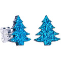 BodyCandy Aqua Blue Glitter Christmas Tree Stud Earrings by Onyx O — main product shot