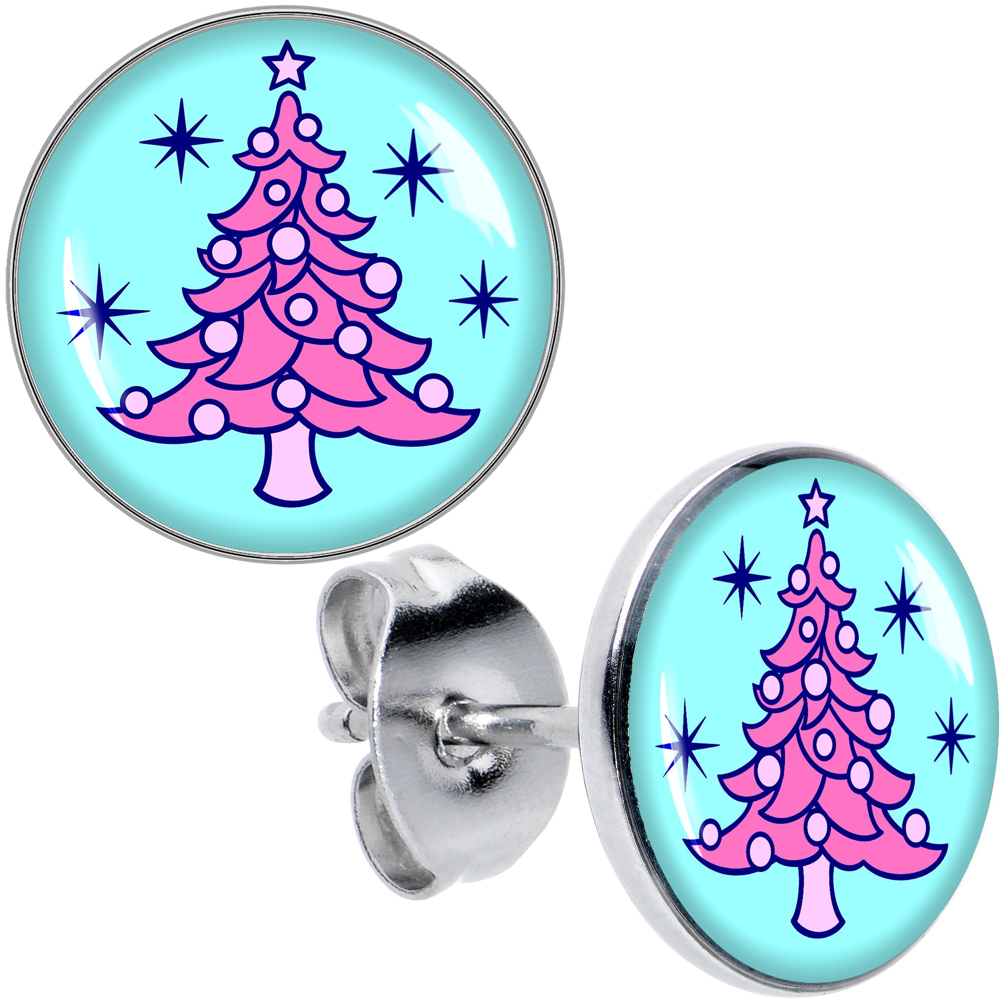 BodyCandy Pastel Christmas Tree Holiday Stud Earrings by Onyx O — main product shot