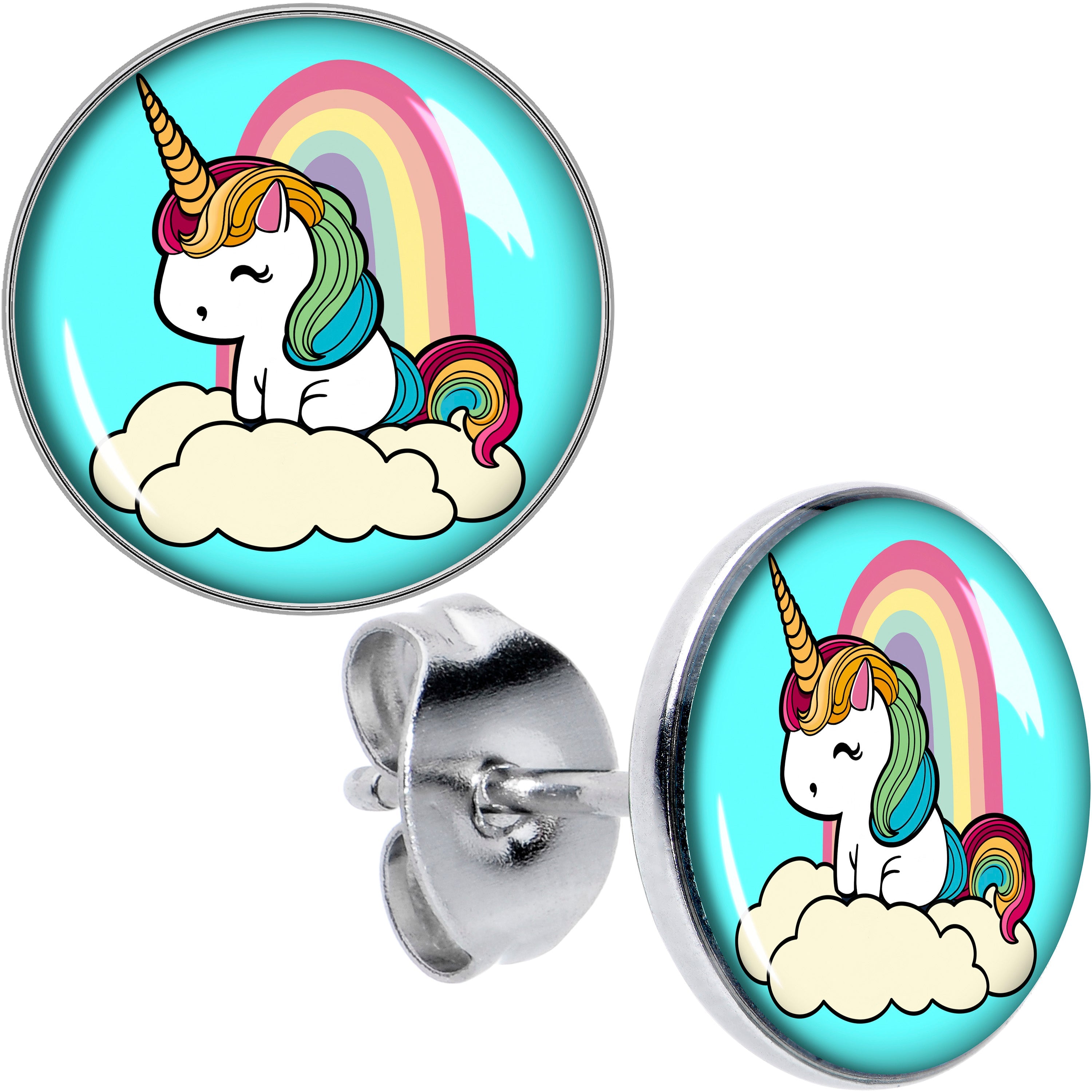 BodyCandy Rainbow Unicorn Stud Earrings by Onyx O — main product shot