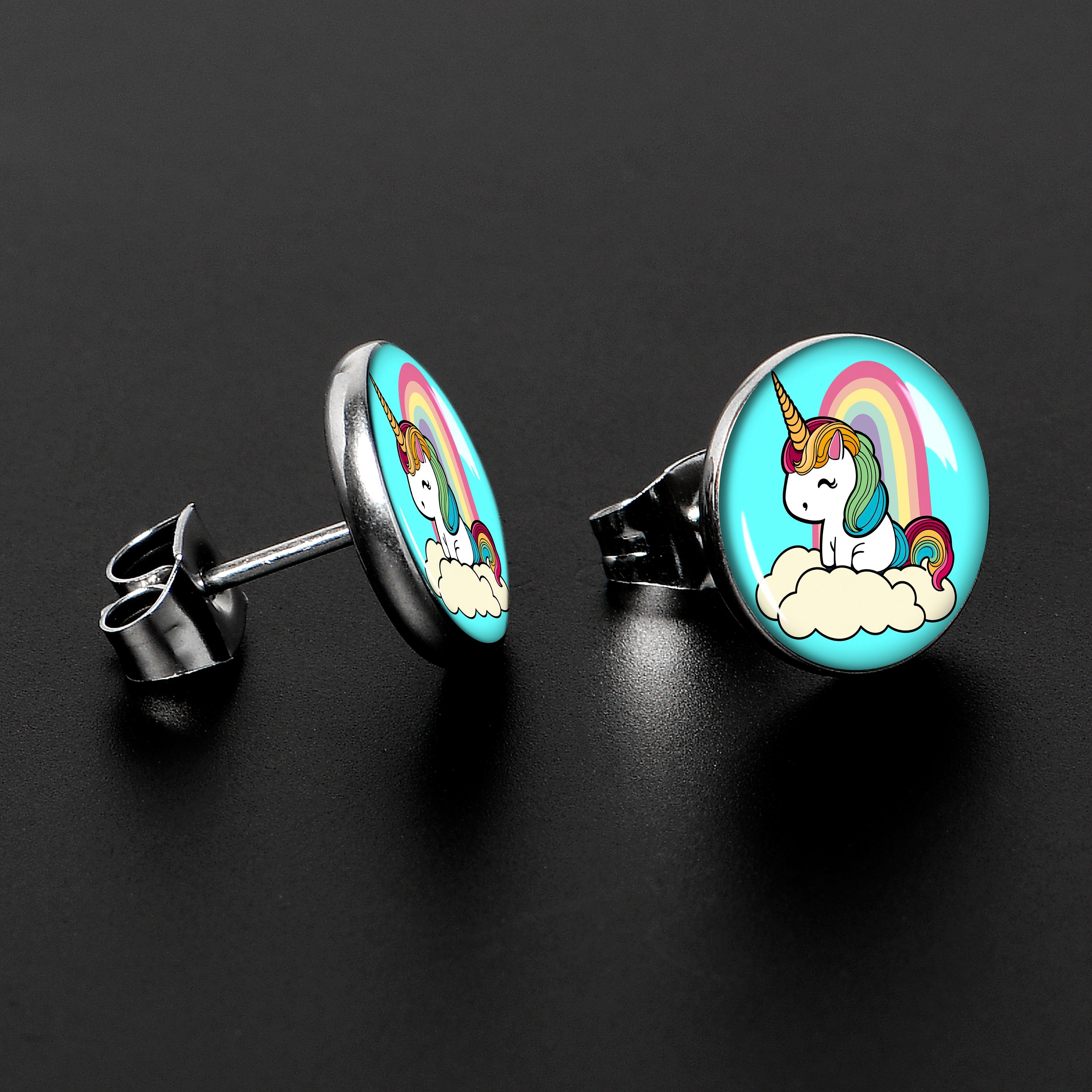 BodyCandy Rainbow Unicorn Stud Earrings by Onyx O — lifestyle context