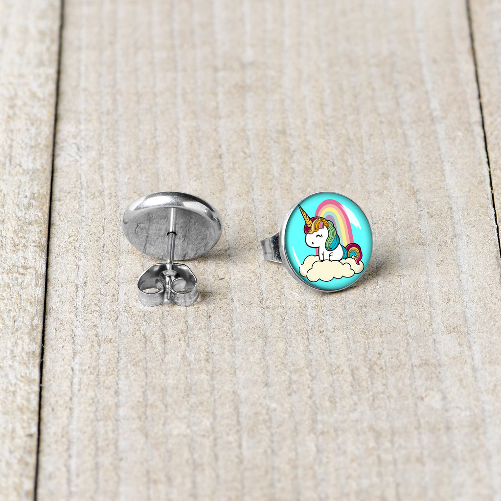 BodyCandy Rainbow Unicorn Stud Earrings by Onyx O — back view