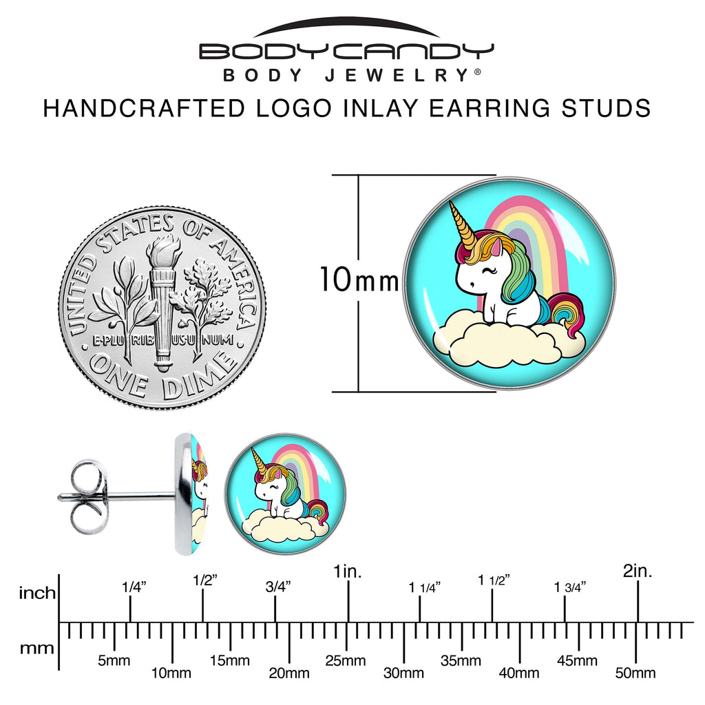BodyCandy Rainbow Unicorn Stud Earrings by Onyx O — alternative angle