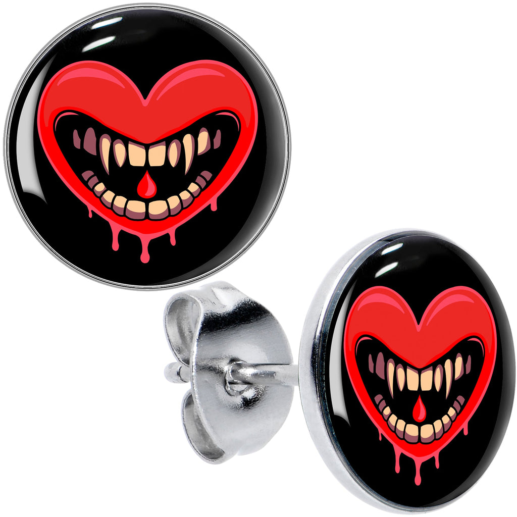 BodyCandy Valentine Heart Vampire Stud Earrings — main product shot