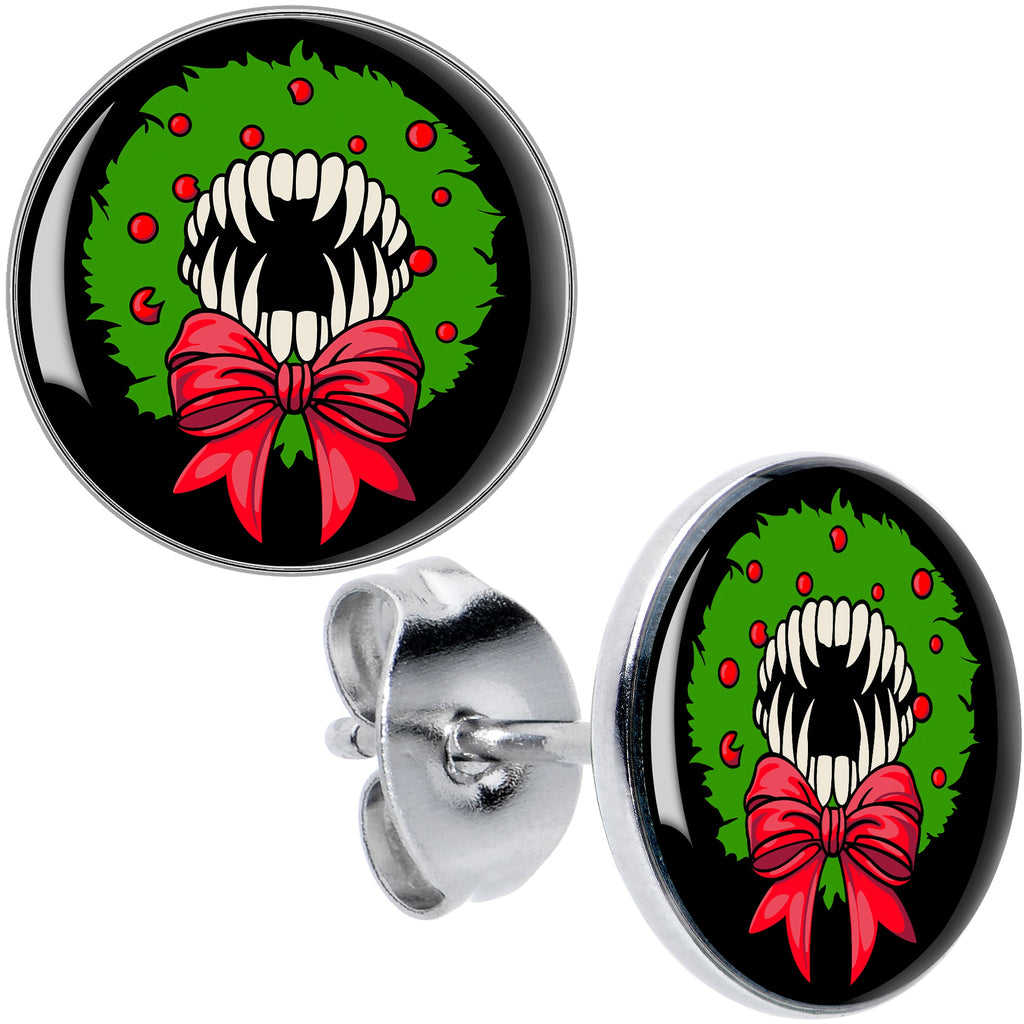 BodyCandy Holiday Vampire Wreath Stud Earrings by Onyx O — main product shot